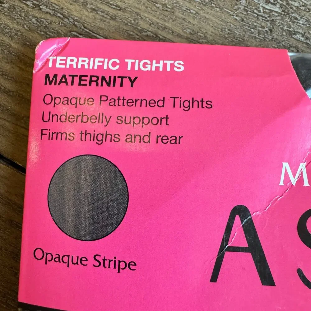 SPANX Marvelous Mama Maternity Tights Size 4 Black Opaque Stripes Shaping NEW